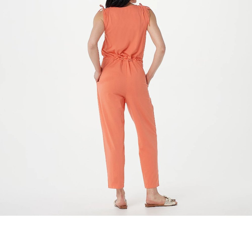 2X AnyBody Regular Cozy Knit V Neck Surplice Jumpsuit Plus Heather Grey - Picture 2 of 13